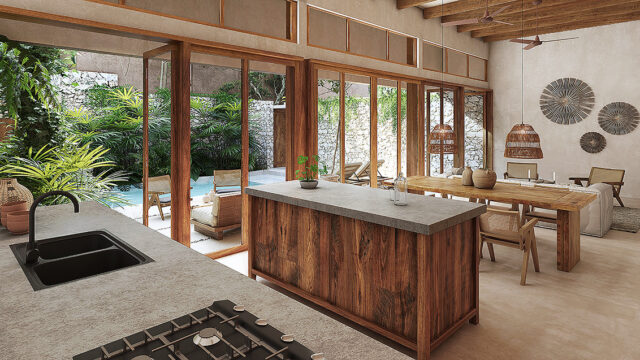 COCINA Y SALON VILLA KOKOON BOHEMIO