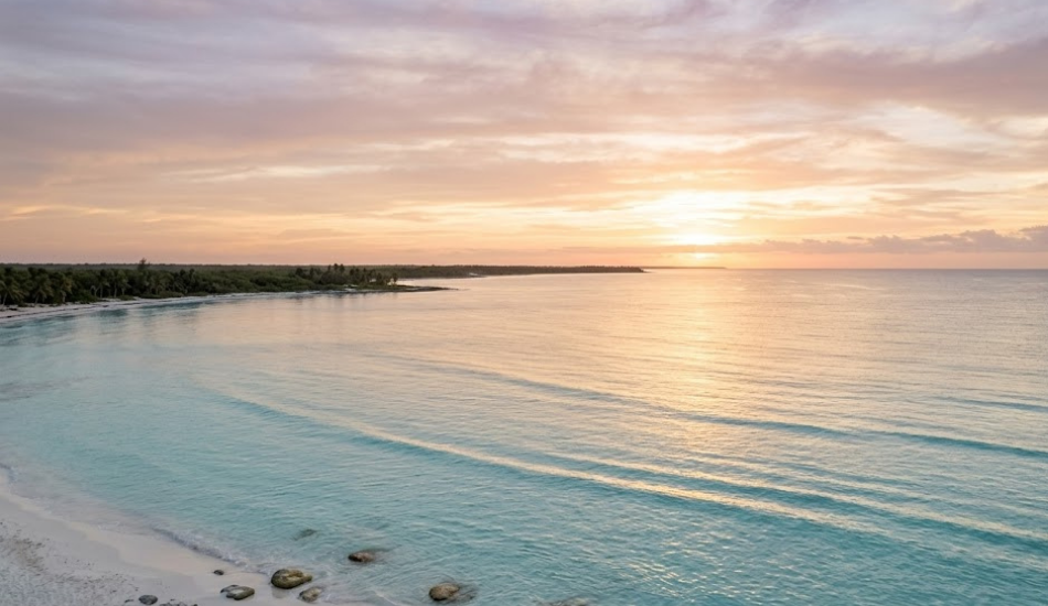 Riviera Maya coastline at sunset reflecting long-term real estate investment potential